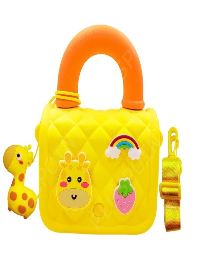 Onecado Silicone Side Sling Bag for Kids, Water-Resistant Mini Travel EVA Bag with Cute 3D Cartoon Badges for Toddlers, Stylish Lightweight Mini Hand Bag Best Gift for Girls (YELLOW) - Image 1