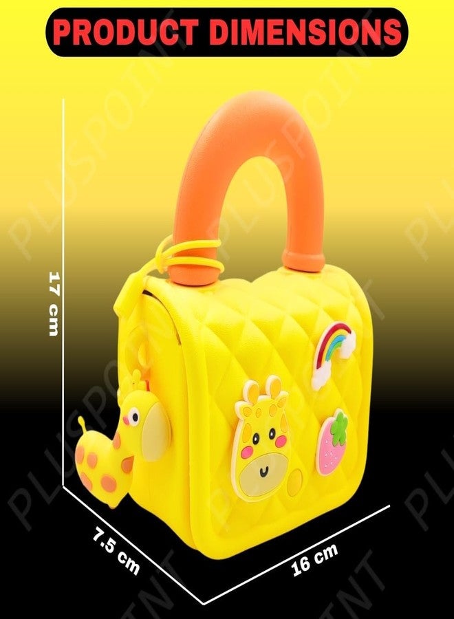 Onecado Silicone Side Sling Bag for Kids, Water-Resistant Mini Travel EVA Bag with Cute 3D Cartoon Badges for Toddlers, Stylish Lightweight Mini Hand Bag Best Gift for Girls (YELLOW) - Image 3