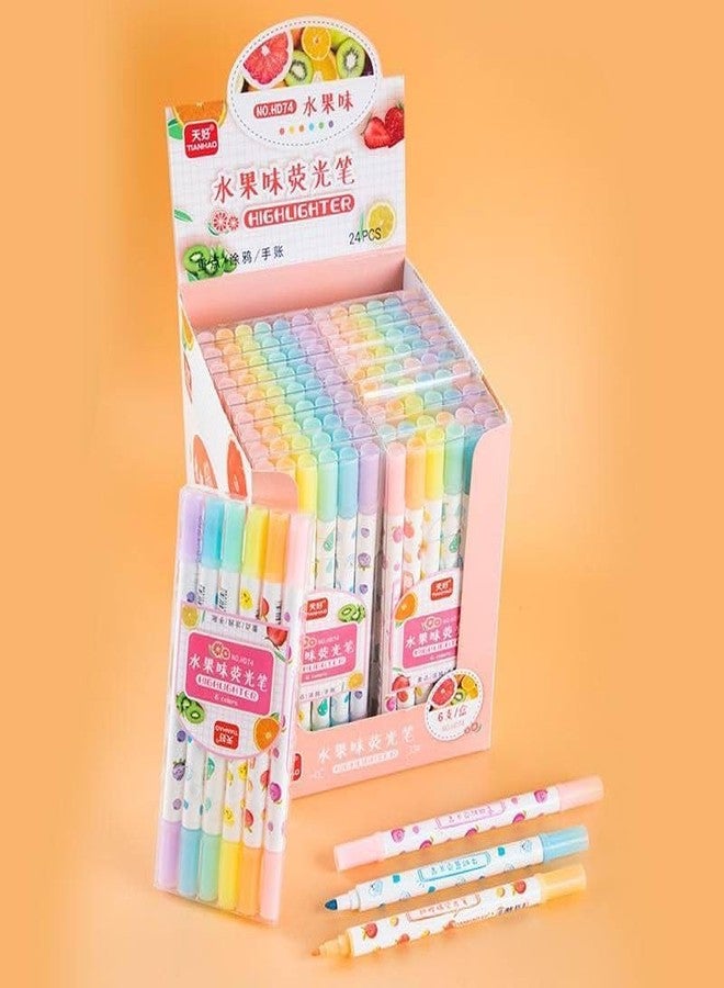 Krifa Enterprise Double sided Fruit scented highlighter-Pack of 6 Fruit Scented Double Headed Highlighter Marker Pens set-Waterproof Glitter Paint Pens Permanent Colored Pens for Card Wood Art Crafts - Image 5