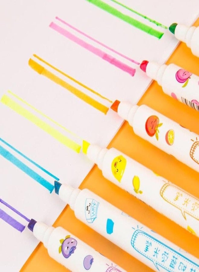 Krifa Enterprise Double sided Fruit scented highlighter-Pack of 6 Fruit Scented Double Headed Highlighter Marker Pens set-Waterproof Glitter Paint Pens Permanent Colored Pens for Card Wood Art Crafts - Image 2