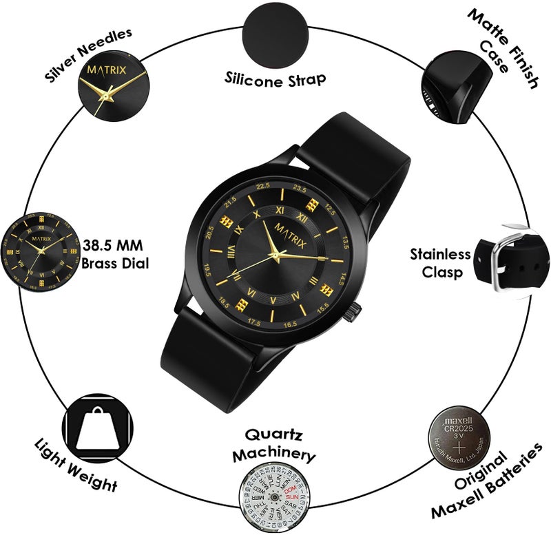 Matrix Dope Black/Green Dial with Softest Silicone Strap Analog Watch for Men's & Boys (Black) - Image 3