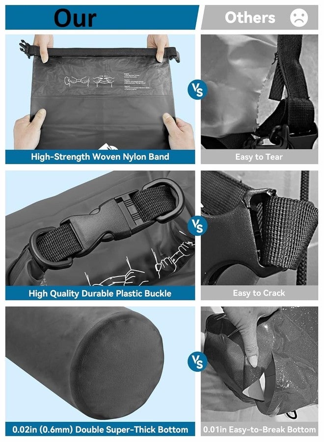 Delzon حقيبة ديلزون شفافة بسعة 10 لترات، ذات حجرة واحدة، قابلة للطي، خفيفة الوزن وجافة، مناسبة للسفر والسباحة والتجديف والتخييم وصيد الأسماك (أسود شفاف) - Image 4