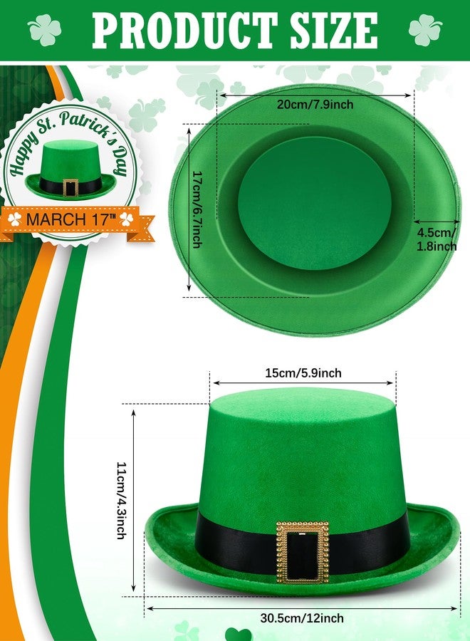 Cozypower St. Patrick's Day Top Hat Leprechaun Green Irish Velvet Top Hat for Adult St. Patrick Leprechaun Costume Favor(6 Pcs) - Image 2