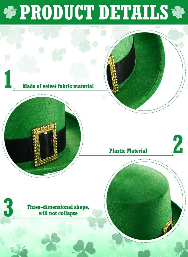 Cozypower St. Patrick's Day Top Hat Leprechaun Green Irish Velvet Top Hat for Adult St. Patrick Leprechaun Costume Favor(6 Pcs) - Image 3