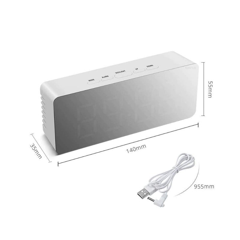 RONFILD Digital Alarm Clock LED Display Clock Best Makeup Bedroom Mirror Travel Alarm Office Bedroom Clock Alarm Clock with Snooze Dimmer Control Support Battery PoweredMulticolor - Image 2