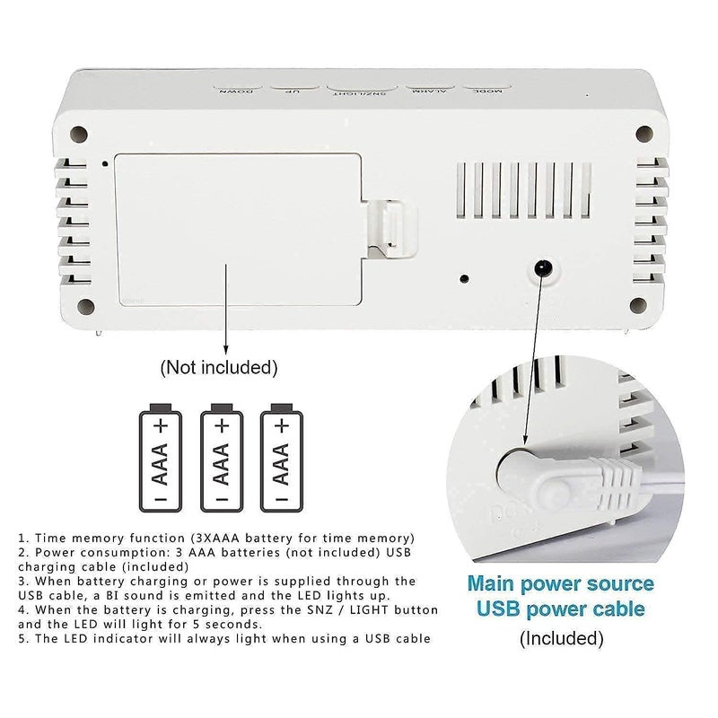 RONFILD Digital Alarm Clock LED Display Clock Best Makeup Bedroom Mirror Travel Alarm Office Bedroom Clock Alarm Clock with Snooze Dimmer Control Support Battery PoweredMulticolor - Image 4