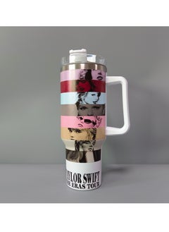 Roller 40 oz stainless steel singer print roller, with lid, straw handle, water bottle