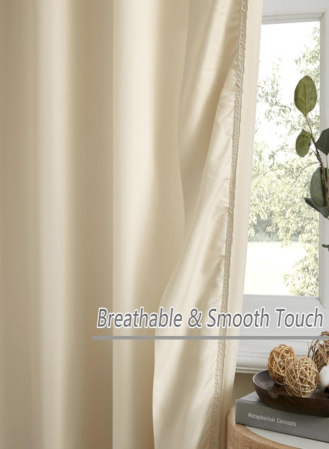 SEEKRIGHT Beige Ruffle Curtains 84 Inches Long for Bedroom Living Room Soft Touch Fabric Rod Pocket Light Filtering Romantic Semi Sheer Curtains for Apartment French Country Window Privacy Decor 2 Panels, 52x84 - Image 4