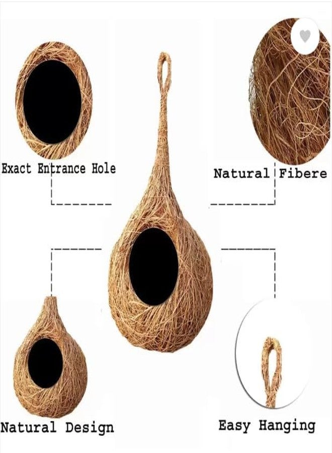 MUDDSTYLES Natural Soft Round Organic Bird-Safe Hanging Nest – Handmade Eco-Friendly Bird House for Secure Shelter (Pack of 1) - Image 3