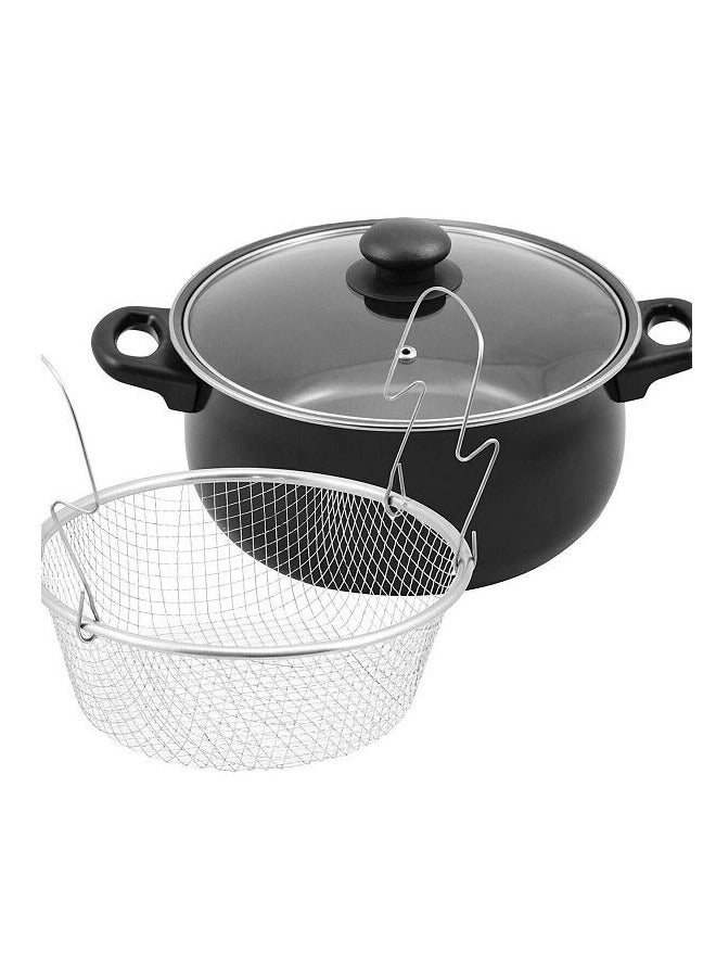 قدر للقلي مع سلة وغطاء زجاجي شفاف متوفر بعدة مقاسات - Image 1
