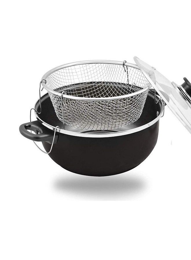 قدر للقلي مع سلة وغطاء زجاجي شفاف متوفر بعدة مقاسات - Image 2