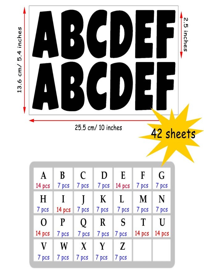 Bemeol 42 Sheets 504 Pieces Letter Stickers Bulletin Board Letters 2.5 Inch Self Adhesive Alphabet Sticker Letters for Poster Board Classroom Crafts Home Decor(Black) - Image 2