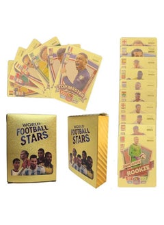 RATSAW Star Figure Cards Deck Box World Cup Players Sticker Collection Pack Of 55 Stickers Gold Game Collection Cards  - Image 1