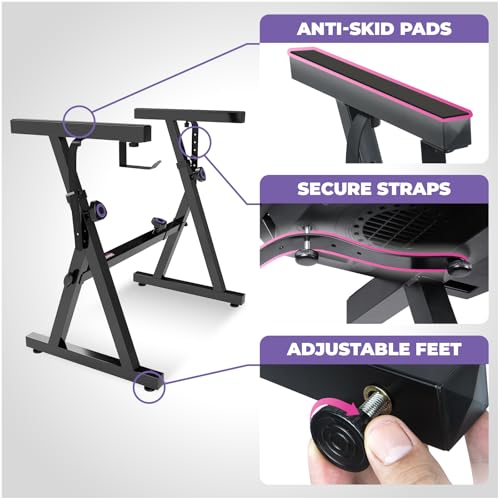 Liquid Stands Piano Keyboard Stand and Bench Adjustable Stool Set - Portable Heavy Duty Digital Piano Stand for 54-88 Key Electric Pianos & Piano Chair, Stool - Sturdy Keyboard Music Stand and Seat - Image 4