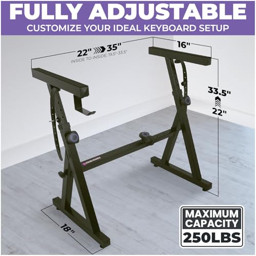 Liquid Stands Piano Keyboard Stand and Bench Adjustable Stool Set - Portable Heavy Duty Digital Piano Stand for 54-88 Key Electric Pianos & Piano Chair, Stool - Sturdy Keyboard Music Stand and Seat - Image 2