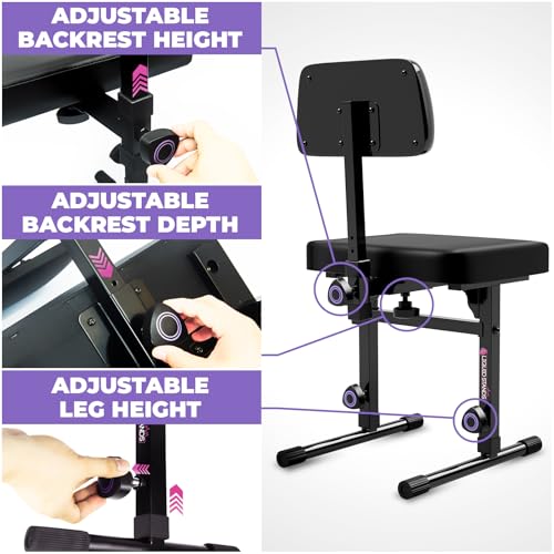 Liquid Stands Piano Keyboard Stand and Bench Adjustable Stool Set - Portable Heavy Duty Digital Piano Stand for 54-88 Key Electric Pianos & Piano Chair, Stool - Sturdy Keyboard Music Stand and Seat - Image 5