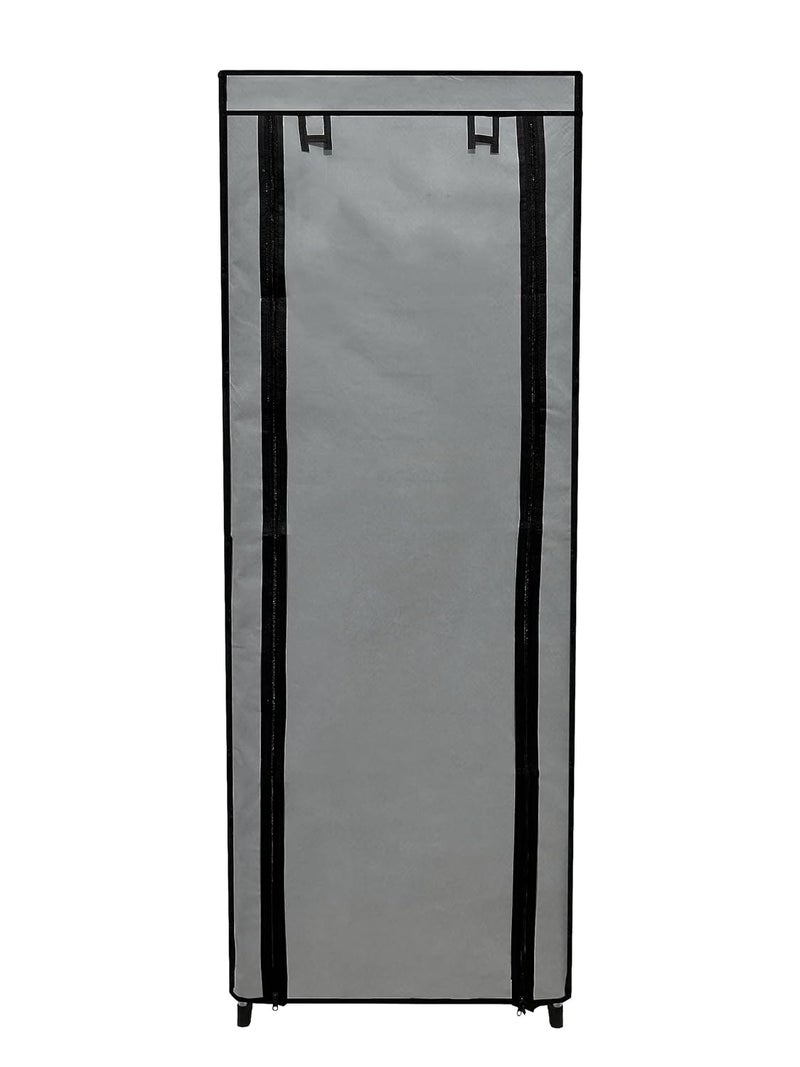 PHILOSHOP 9 Layer Fancy and Portable Foldable Collapsible ClosetCabinet Collapsible Wardrobe for Clothes with NonWoven Fabric Cover Grey Metal - Image 4