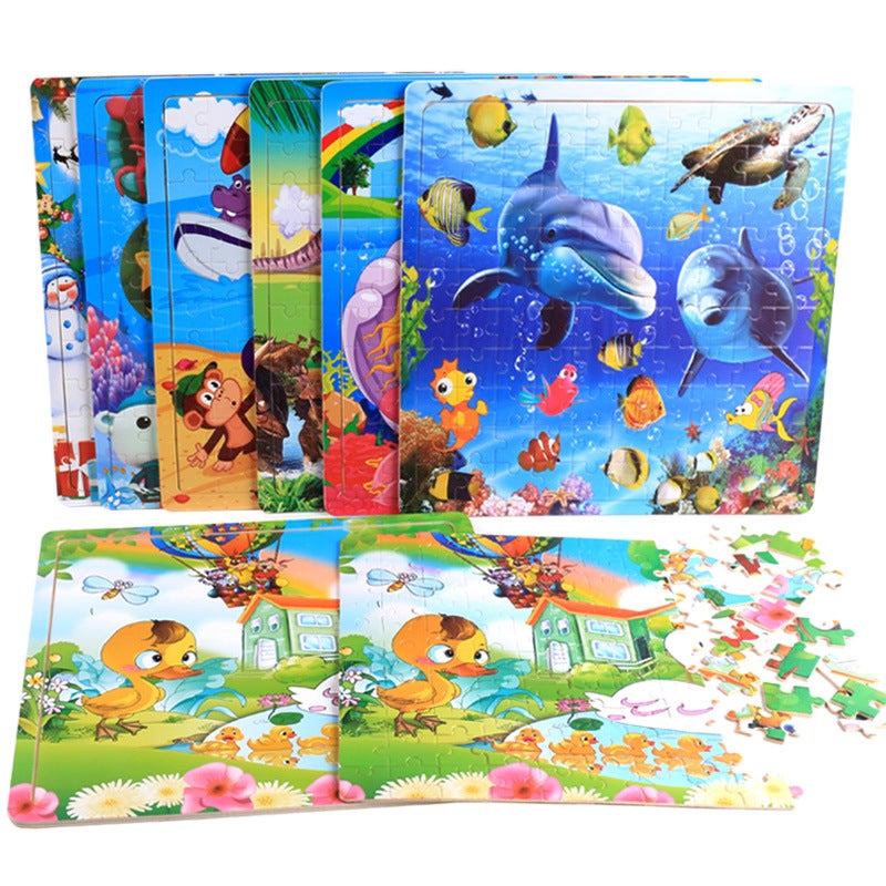 100 Flat Wooden Puzzle Children'S Kindergarten Cartoon Animal Wooden Puzzle Early Education Educational Toys - Image 2