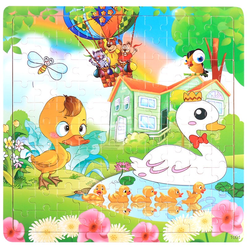 100 Flat Wooden Puzzle Children'S Kindergarten Cartoon Animal Wooden Puzzle Early Education Educational Toys - Image 1