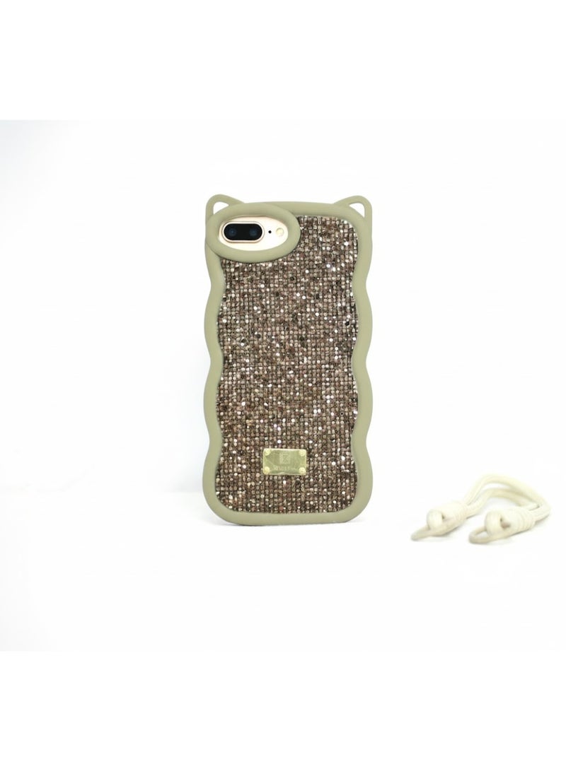 Diamond silicone case with sunny velvet lining for iphone 7plus (lite brwon)