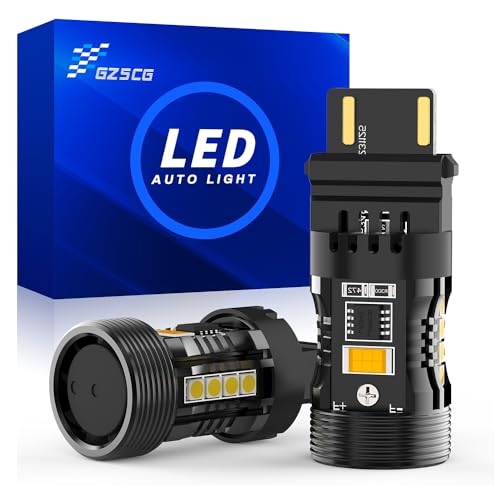 GZ5CG 3157 Switchback Led Bulbs Canbus Error Free Amber White Anti Hyper Flash 12V 28W 2000Lumen with Turbo Fan for Turn Signal DRL Parking Lights, Standard Socket, 2Pcs - Image 1