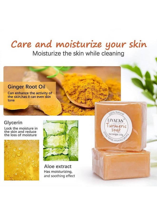 LIYALAN Turmeric Soap Bar(3.88 Oz / 3 Bars) For Face & Bodyturmeric Soap,Acne,Smooth Skin,Cleansing Natural Handmade Soap - Image 3
