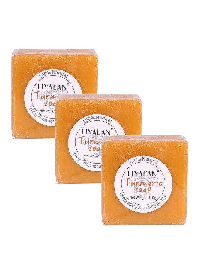 LIYALAN Turmeric Soap Bar(3.88 Oz / 3 Bars) For Face & Bodyturmeric Soap,Acne,Smooth Skin,Cleansing Natural Handmade Soap - Image 1