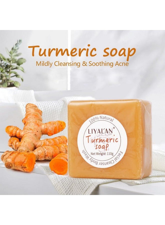 LIYALAN Turmeric Soap Bar(3.88 Oz / 3 Bars) For Face & Bodyturmeric Soap,Acne,Smooth Skin,Cleansing Natural Handmade Soap - Image 4