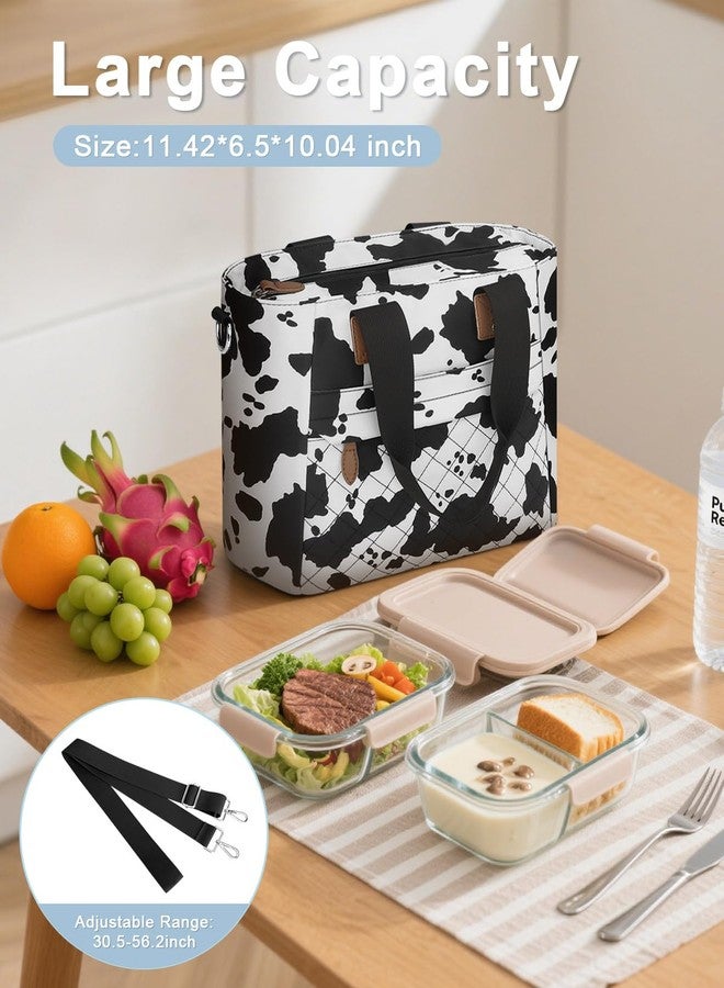 Capolo Insulated Lunch Box for Women & Men - Large Thermal Lunch Bag Women with Removable Shoulder Strap, Reusable Lunch Cooler Tote Bags Purse for Adults Work, Picnic, Hiking, Beach, Travel, Medium，Cowprint - Image 5