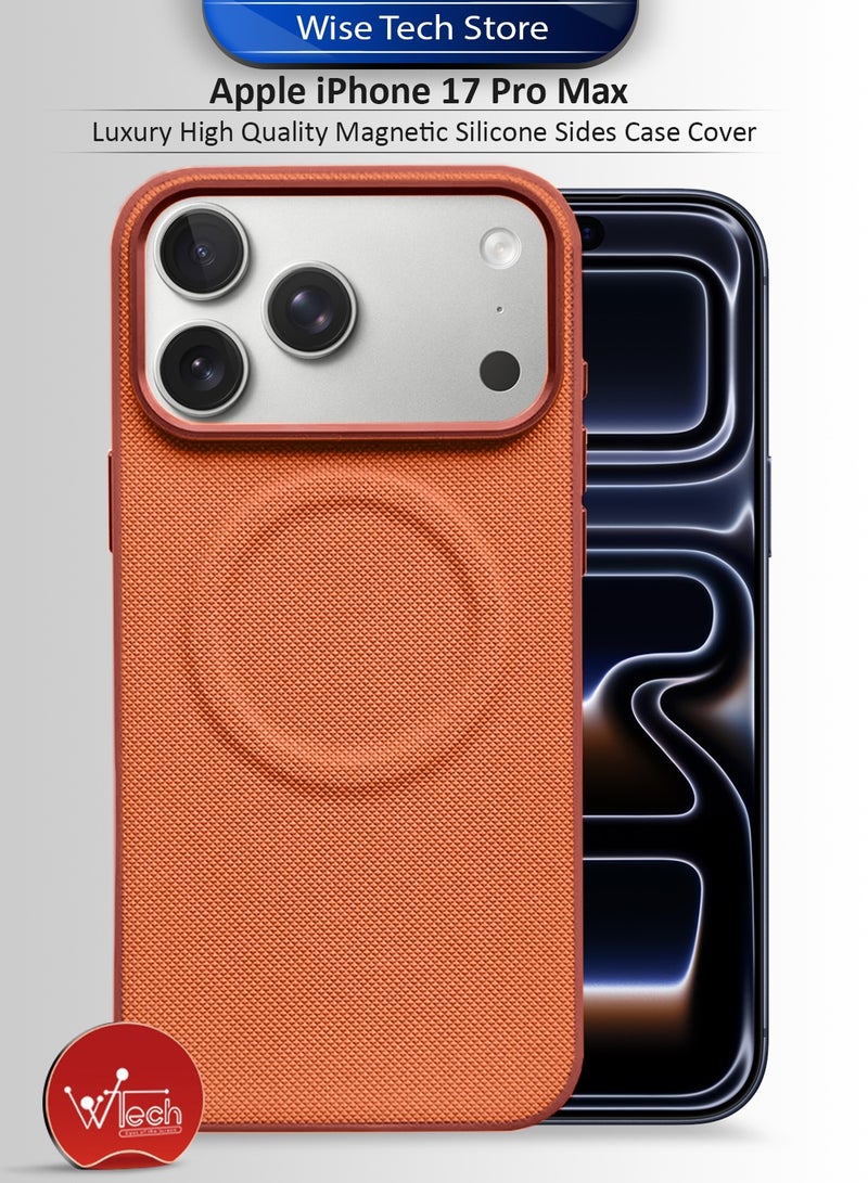 Wtech Apple iPhone 17 Pro Max 5G 2025 Luxury High Quality Magnetic Silicone Sides Case Cover (MCRPSN) - Orange - Image 1
