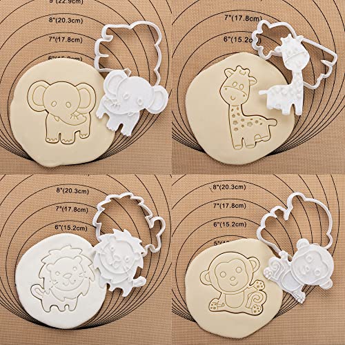 Flycalf Animal Cookie Cutters Set with Plunger Stamps Jungle Safari Animal Zoo Baking PLA Fondant Molds for Kids Party 3.5" Kitchen Cake Supplies - Image 2