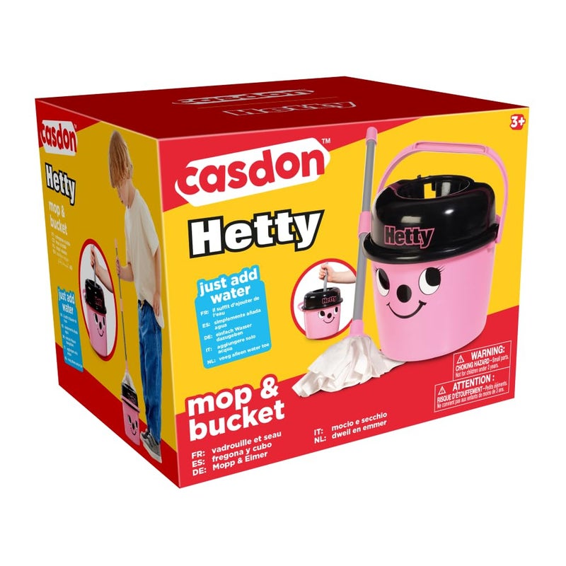Casdon Hetty Mop and Bucket Cleaning Set (2 Pieces, Pink/Black) - Image 1