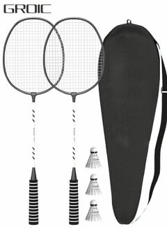 GROIC 2 Pieces Badminton Set Lightweight Alloy Badminton Racket Including 3 Nylon Badminton and 1 Racket Bags Outdoor Sports Accessories  - Image 1