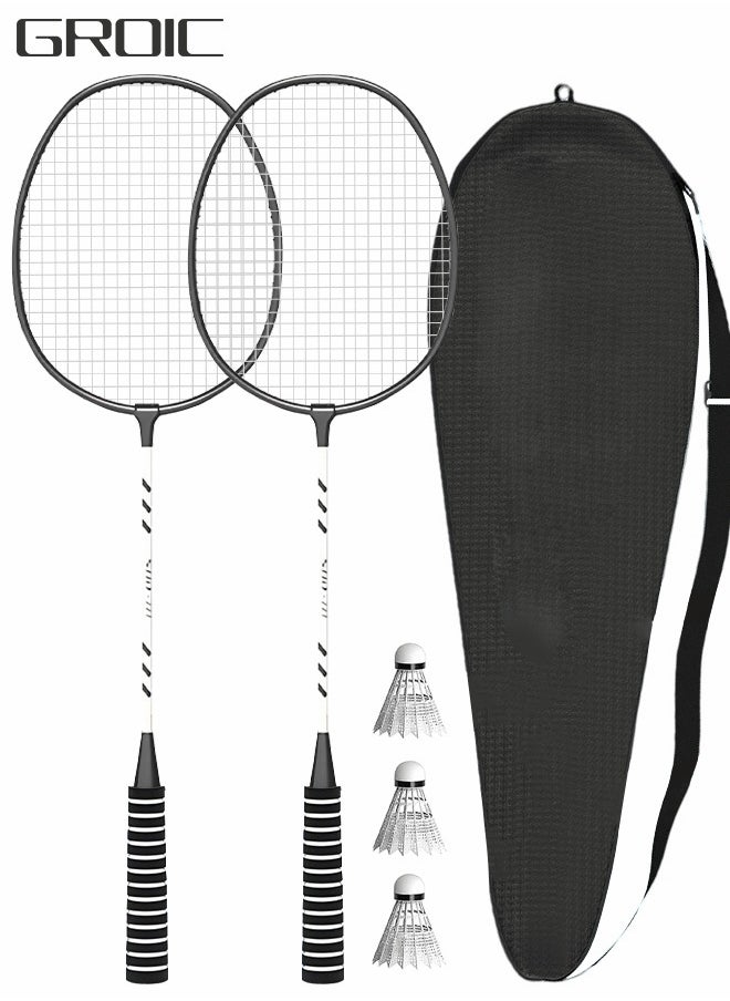 GROIC 2 Pieces Badminton Set Lightweight Alloy Badminton Racket Including 3 Nylon Badminton and 1 Racket Bags Outdoor Sports Accessories  - Image 1