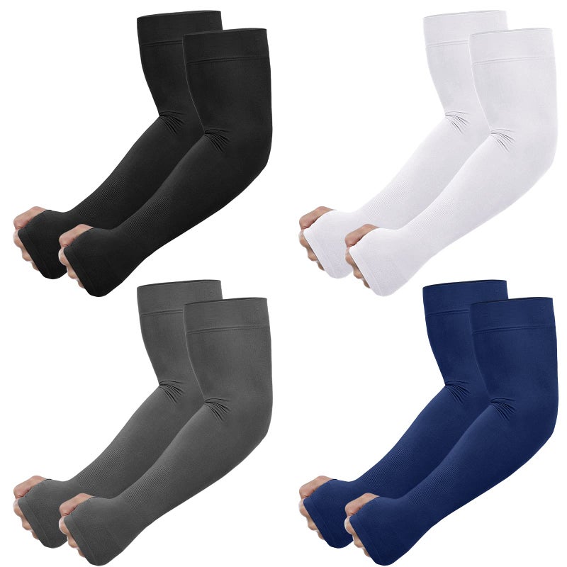 Newbyinn UV Sun Protection Arm Sleeves with Thumb Hole for Men Women Youth Cooling Sleeve to Cover Tattoo MidCompression