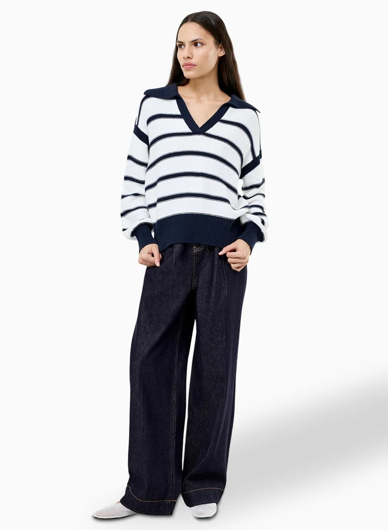 French Connection Lily Mozart Striped Polo Jumper