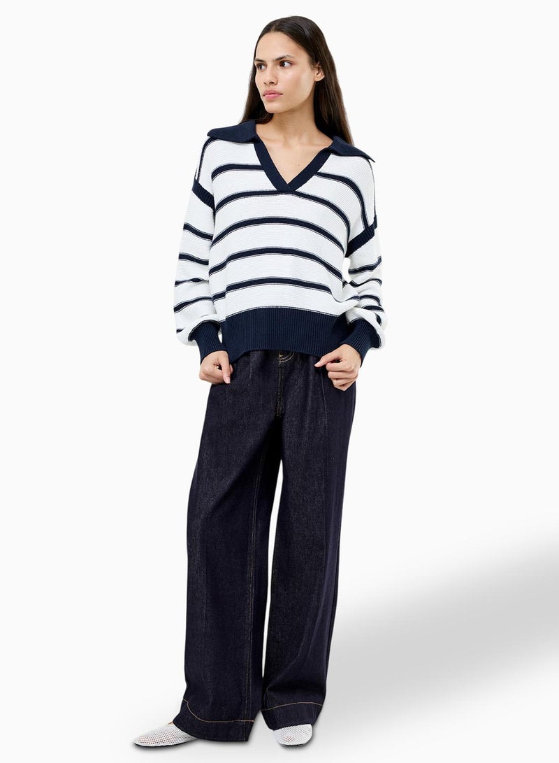 French Connection Lily Mozart Striped Polo Jumper - Image 1