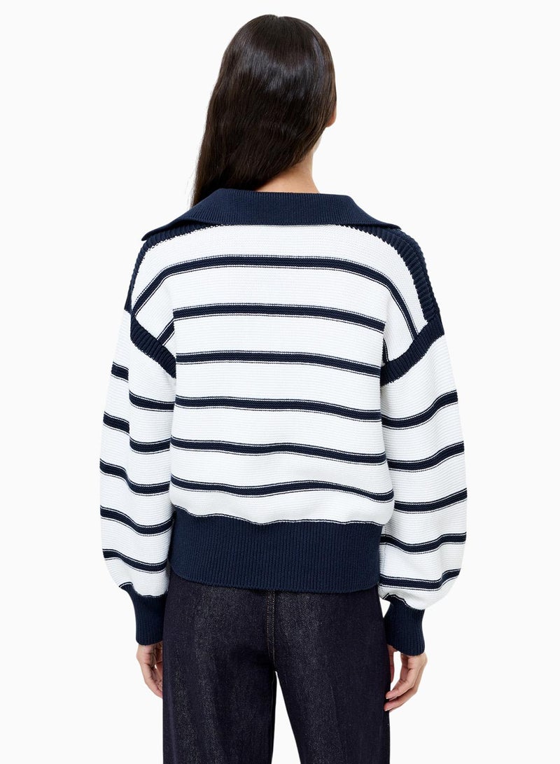 French Connection Lily Mozart Striped Polo Jumper - Image 2
