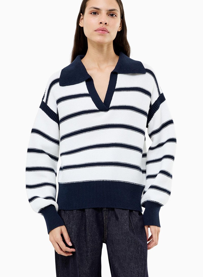 French Connection Lily Mozart Striped Polo Jumper - Image 1