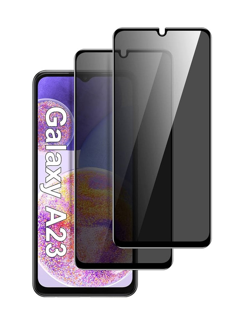 Super 2 Pieces Tempered Glass Screen Protector Anti-Spy Privacy Designed For Samsung Galaxy A23 Full Screen Coverage And Bubble Free - Image 1