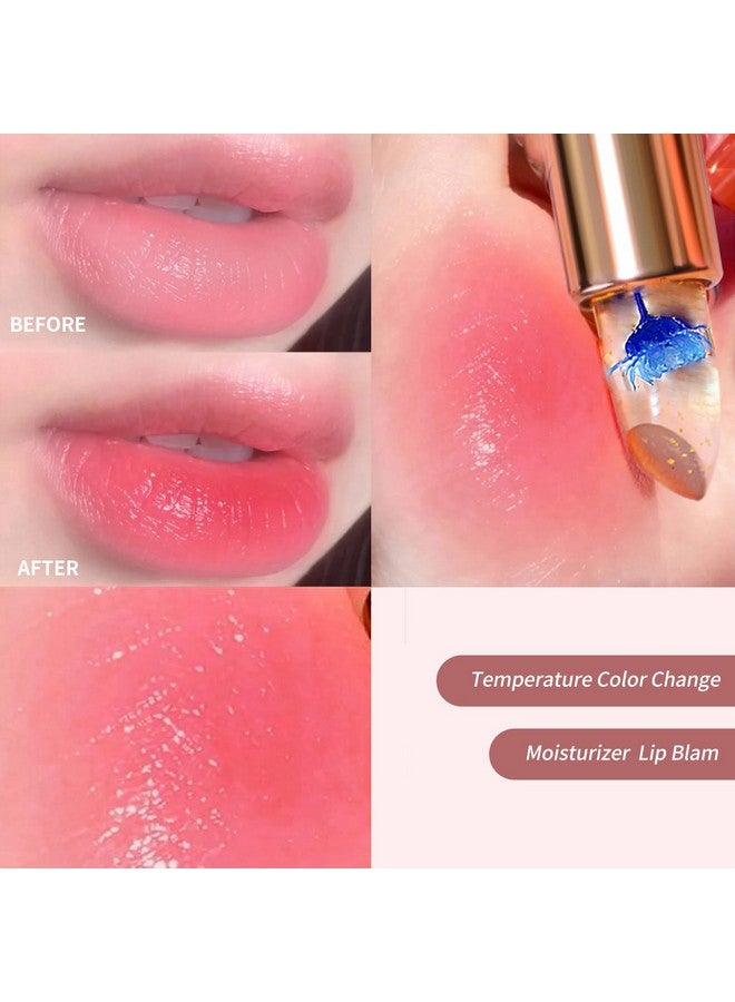 BLUE LOVE Color Changing Flower Lipstick - Hydrating Jelly Lip Balm with Flower Inside, Long-Lasting Moisturizer & Nourishing Lip Gloss for a Beautiful, Customizable Look (Pink) - Image 2