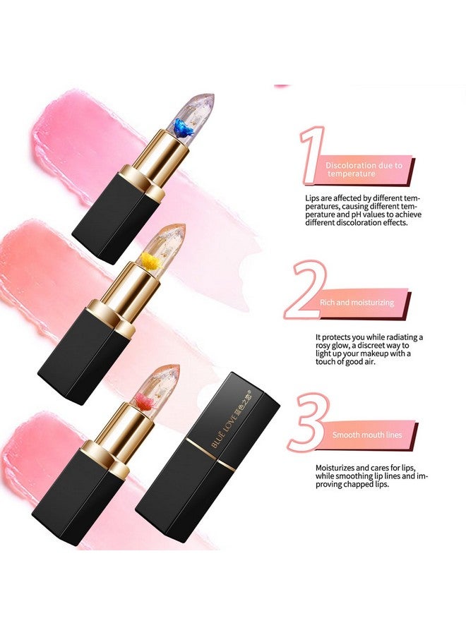 BLUE LOVE Color Changing Flower Lipstick - Hydrating Jelly Lip Balm with Flower Inside, Long-Lasting Moisturizer & Nourishing Lip Gloss for a Beautiful, Customizable Look (Pink) - Image 5