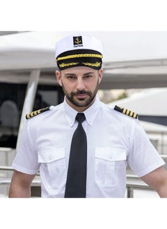 Generic Captain Hat Nautical Hat Adjustable Captains Hat Yacht Captain Costume Navy Marine Admiral Hat For Halloween Costume Accessory  - Image 5