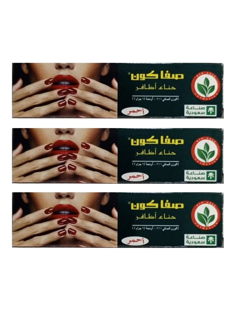 Safa Pack of 3 Henna Nails Red - 3x6 g - Image 1