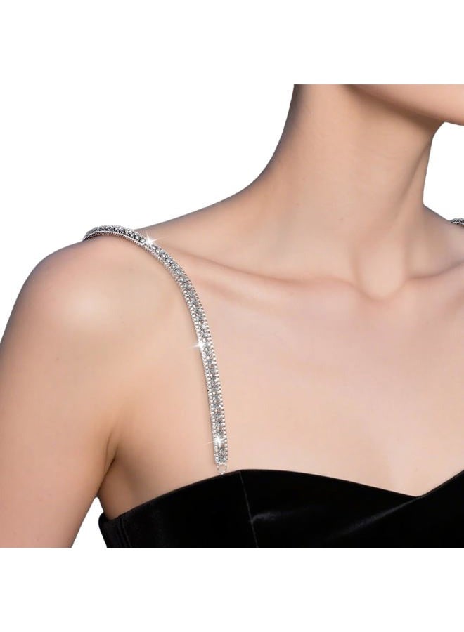 Aysatogc 1Pair Rhinestone Bra Straps, Rhinestones Bra Shoulder Chain for Wedding Prom Crystal Underwear Chain Bridal Wedding Dress Bra Shoulder Chains for Women Dress Accessories Jewelry - Image 1