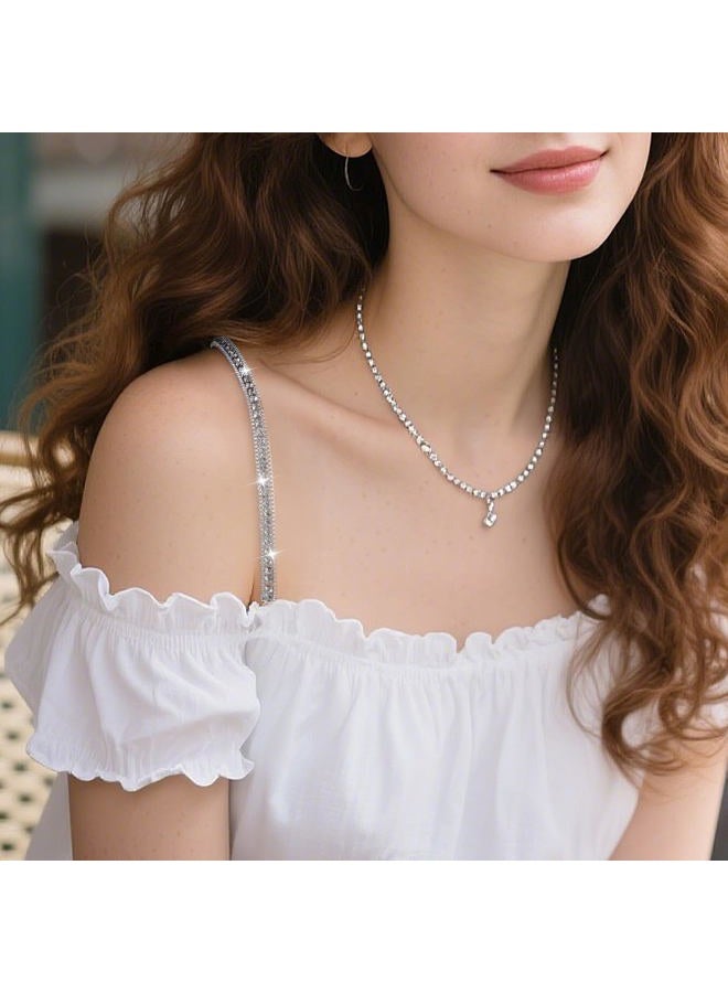 Aysatogc 1Pair Rhinestone Bra Straps, Rhinestones Bra Shoulder Chain for Wedding Prom Crystal Underwear Chain Bridal Wedding Dress Bra Shoulder Chains for Women Dress Accessories Jewelry - Image 4