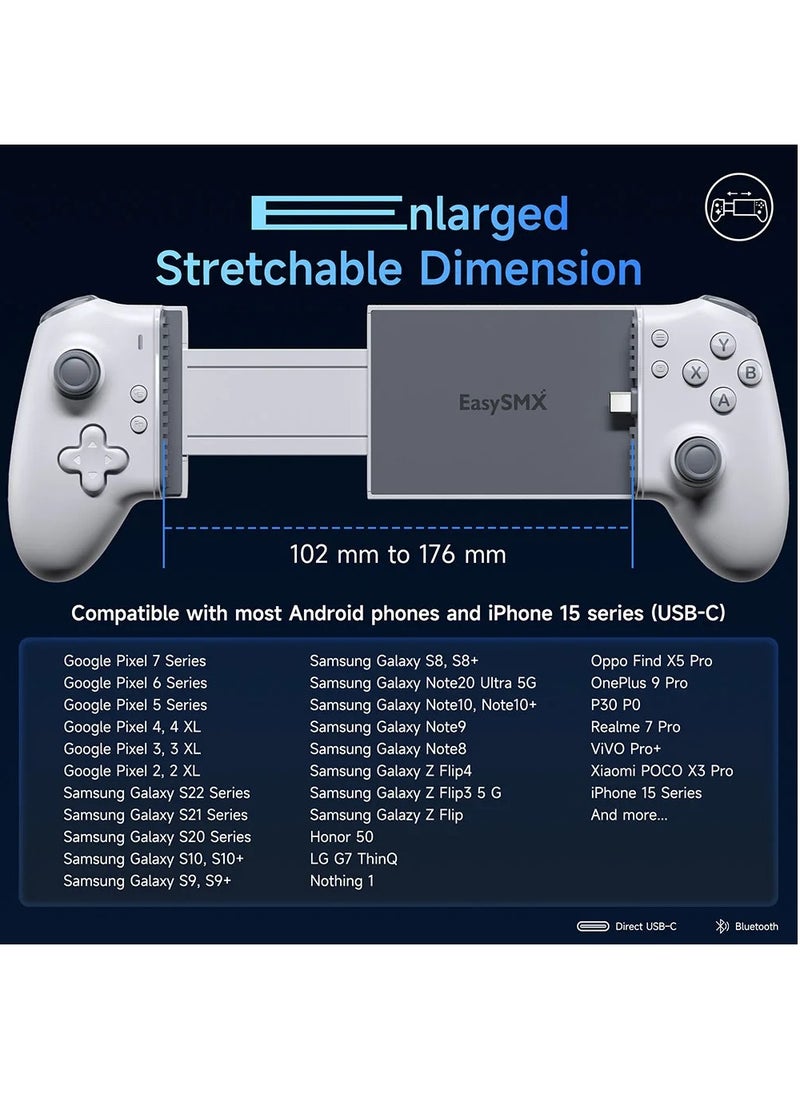 Verci EasySMX M15 Mobile Phone Gamepad, Type-C Hall Joystick Mechanical Controller, for Android Phone/iPhone/Cloud Gaming/Xbox  - Image 5