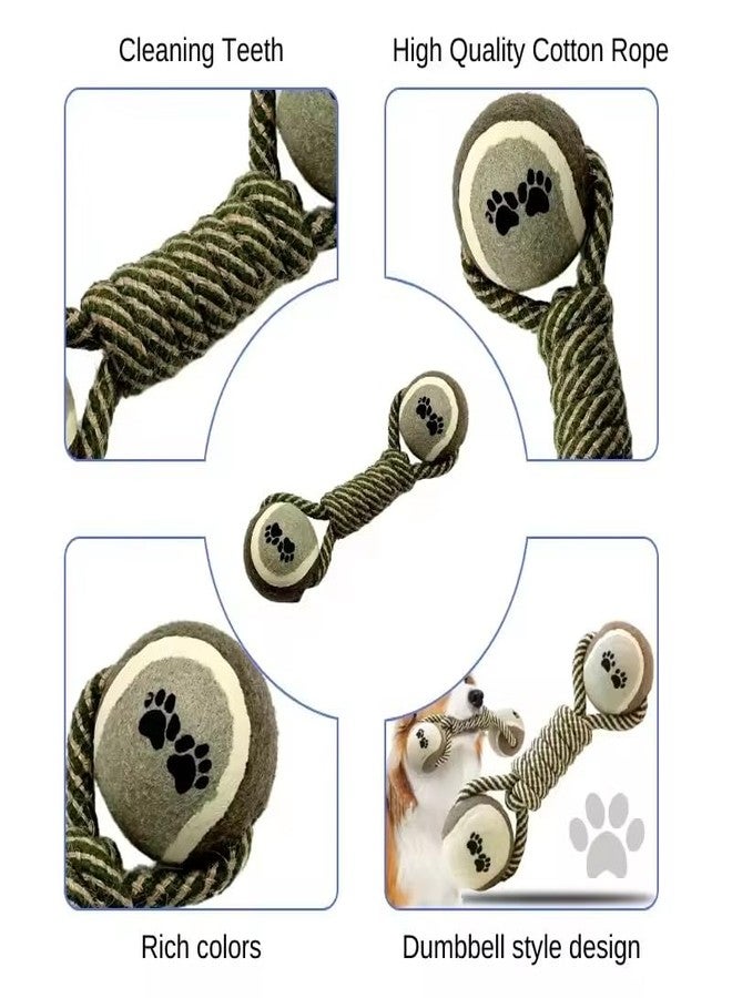 MiniMoo Rope Dog Chew Toy with Tennis Balls, Soft Teething Small and Medium Dog, Non-Toxic, Gentle on Teeth - Grey - Image 3