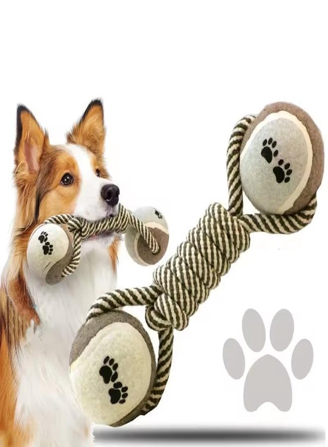 MiniMoo Rope Dog Chew Toy with Tennis Balls, Soft Teething Small and Medium Dog, Non-Toxic, Gentle on Teeth - Grey - Image 1