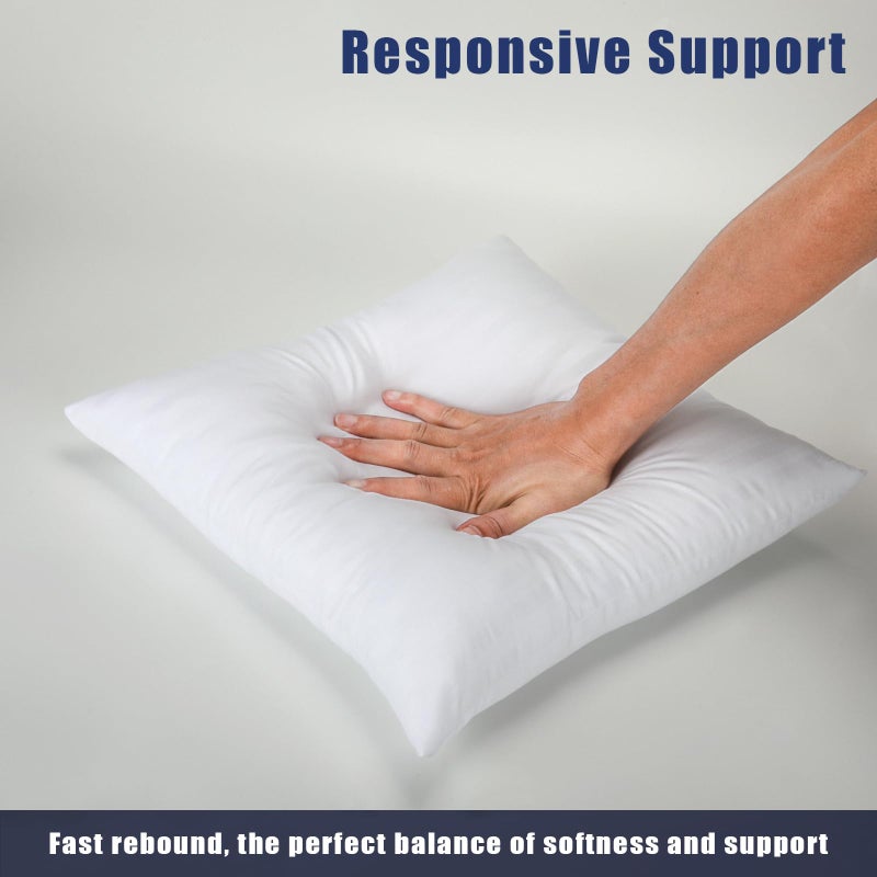 OKBA Set of 2 Throw Pillow Inserts, Hypoallergenic Soft & Firm Cushions with 100% Cotton Cover, 24x24 Pillows Filler for Side Sleepers, Sofa, Bed and Home Decor, Indoor Quality Hotel Pillows - Image 3